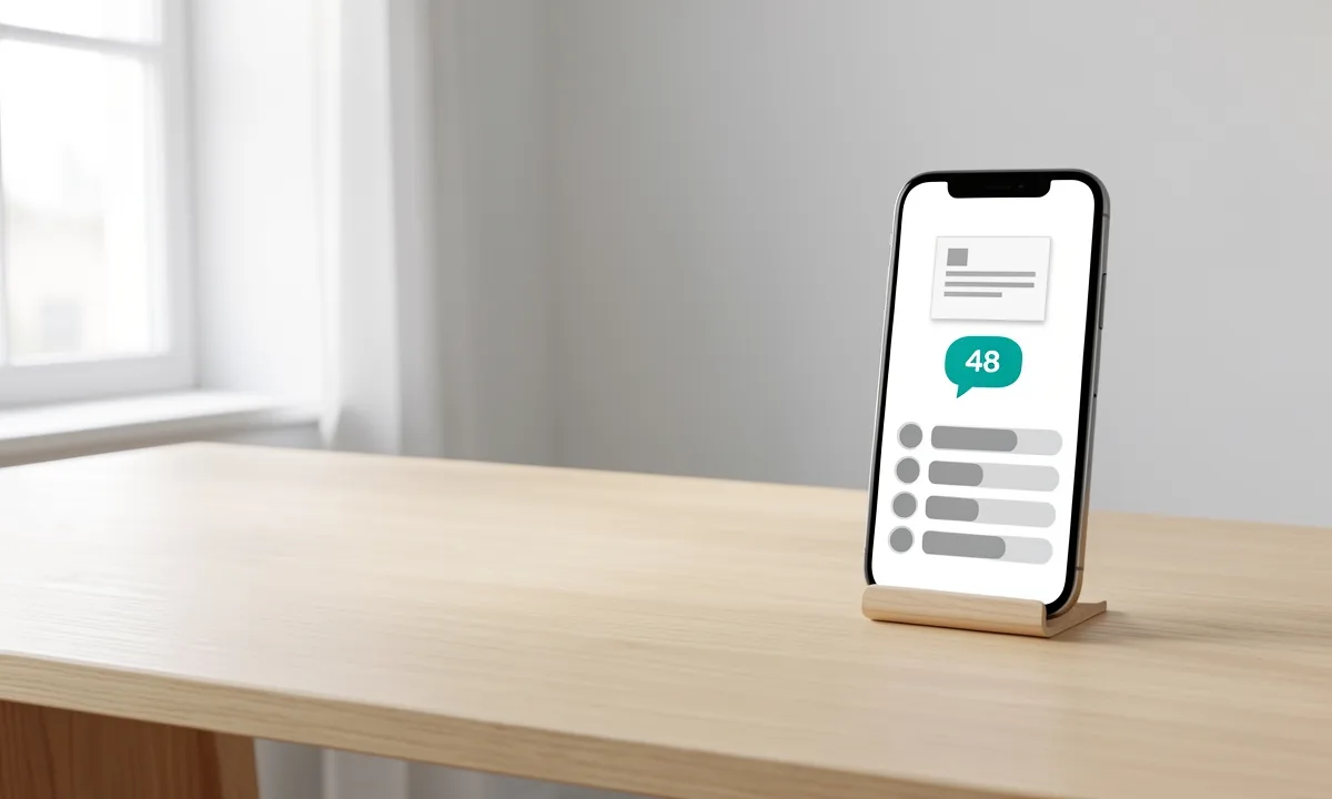 Illustration: a phone on a stand showing a post, a speech bubble icon with a comment count and replies below
